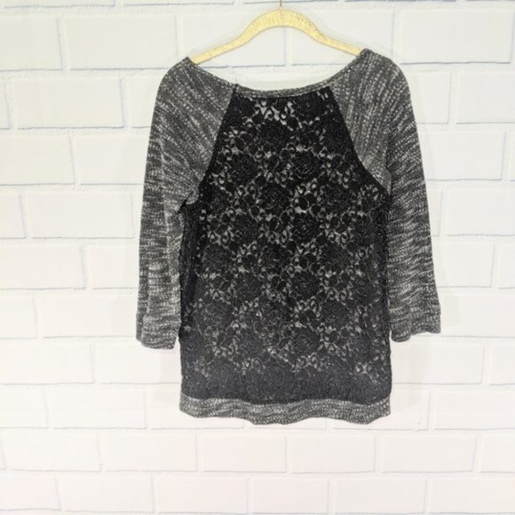 Express Black/White ( Gray) Lace Back Sweater - Picture 1 of 4